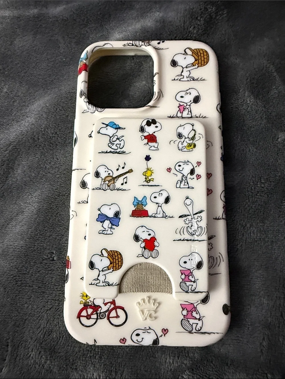 Velvet Caviar White Snoopy Pattern Card Holder Phone Case